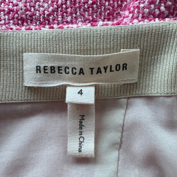 Rebecca Taylor Pink and Cream Tweed Midi Skirt Size 4 - Picture 4 of 5